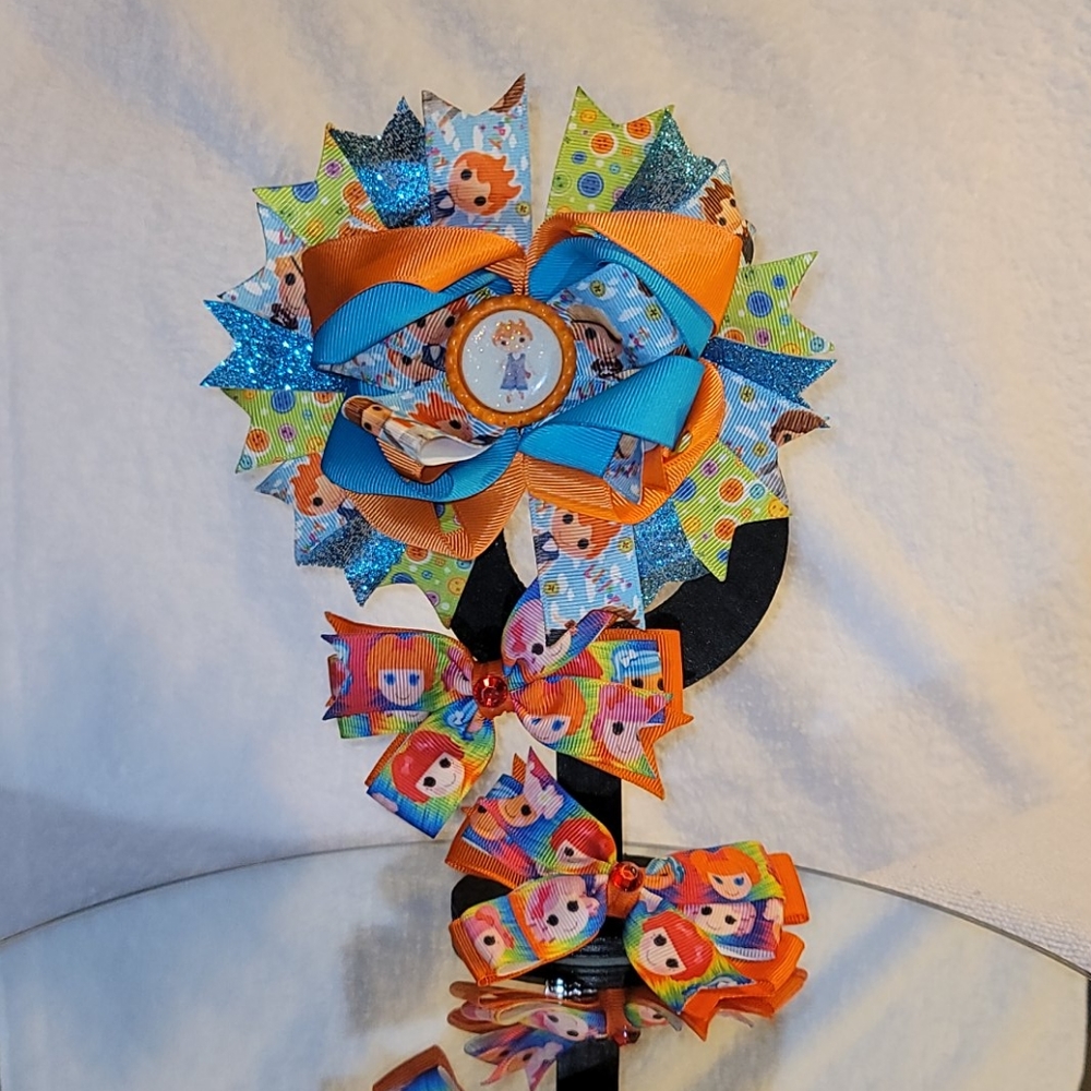 A set of 3 Lalaloopsy hair bows for girls.